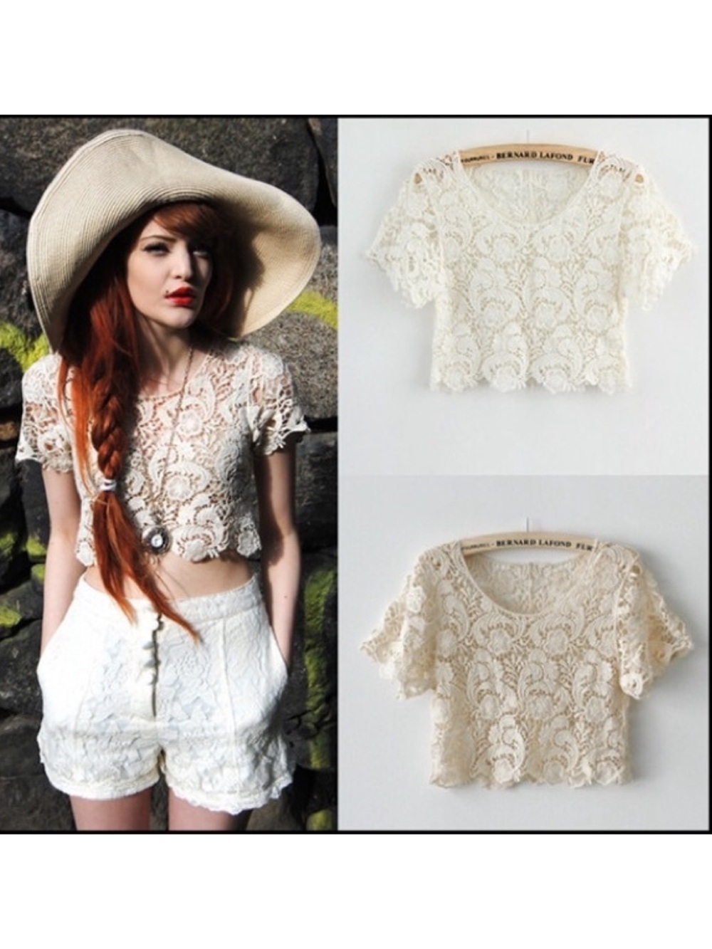 Express Crochet Lace Boho Crop Top Ivory/Off White - Selina Gomez Inspired NWT - Picture 2 of 7